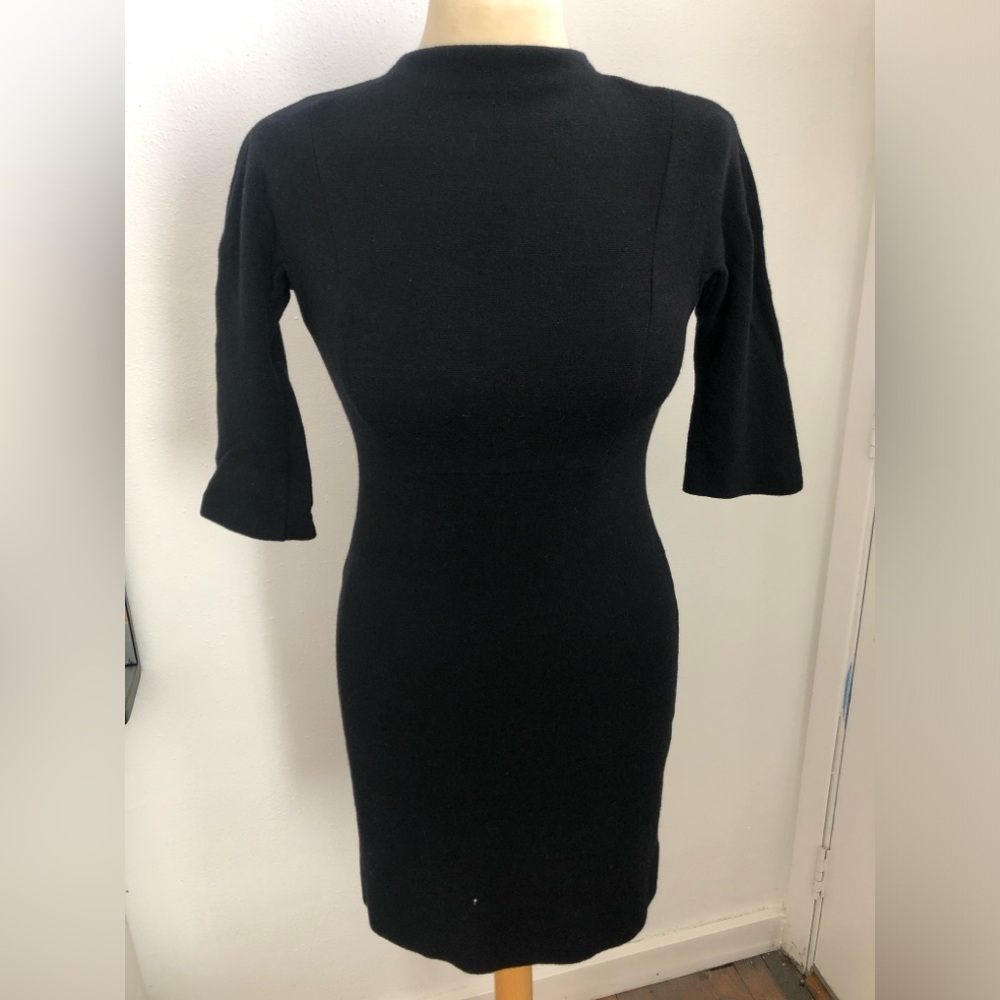 Vintage Mini Elegant Black Wool Dress